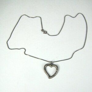 Sterling Silver 925 Heart Pendant Necklace 18 inch Chain